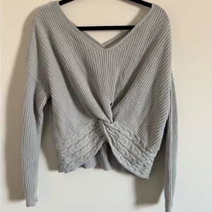 Express Light Gray V-Neck Sweater